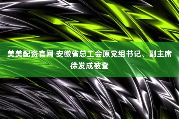 美美配资官网 安徽省总工会原党组书记、副主席徐发成被查